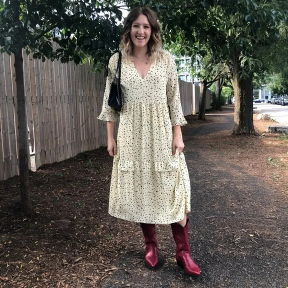 Artizia Little Moon Spritz Ruffle Tired Maxi Dress Pale Yellow Size Medium - Picture 5 of 10